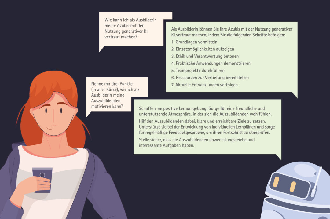 Dialog zwischen einer Ausbilderin und ChatGPT